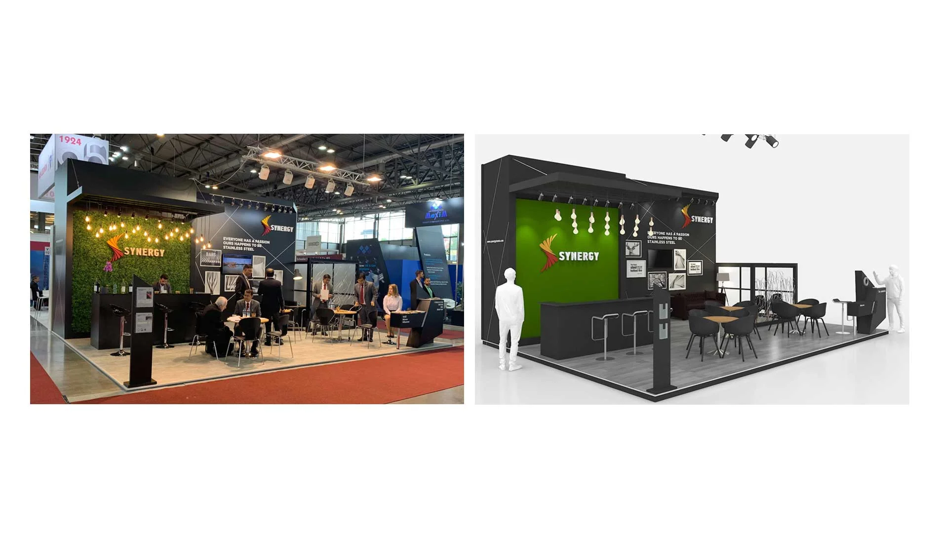 Synergy Steels - Innovative exhibition stand design Synergy Steels - Innovative exhibition stand design setup with engaging displays and branding elements