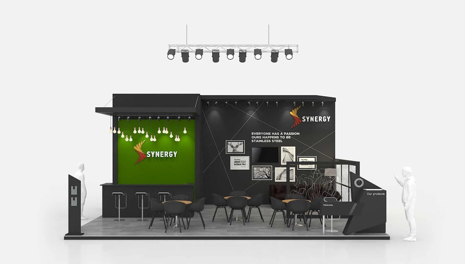 Synergy Steels - exhibition stand design setup Synergy Steels - exhibition stand design setup with engaging displays and branding elements